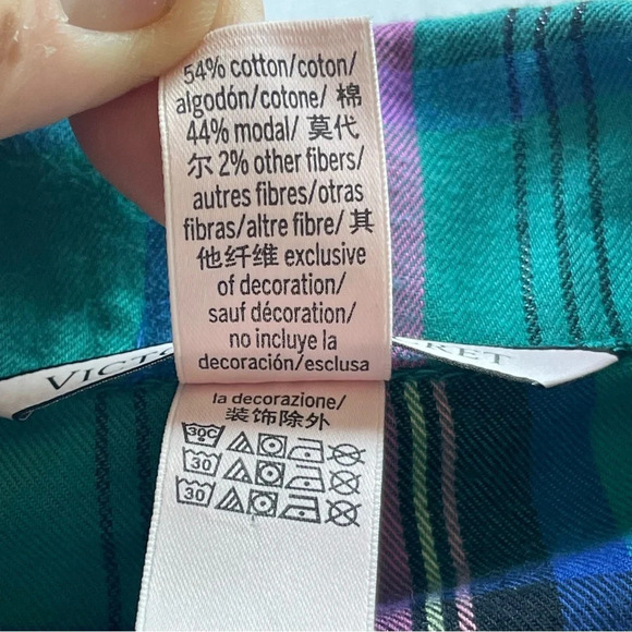Victoria's Secret Flannel Shirt Womens S Small Plaid Button Front Short Sleeve - Picture 5 of 10